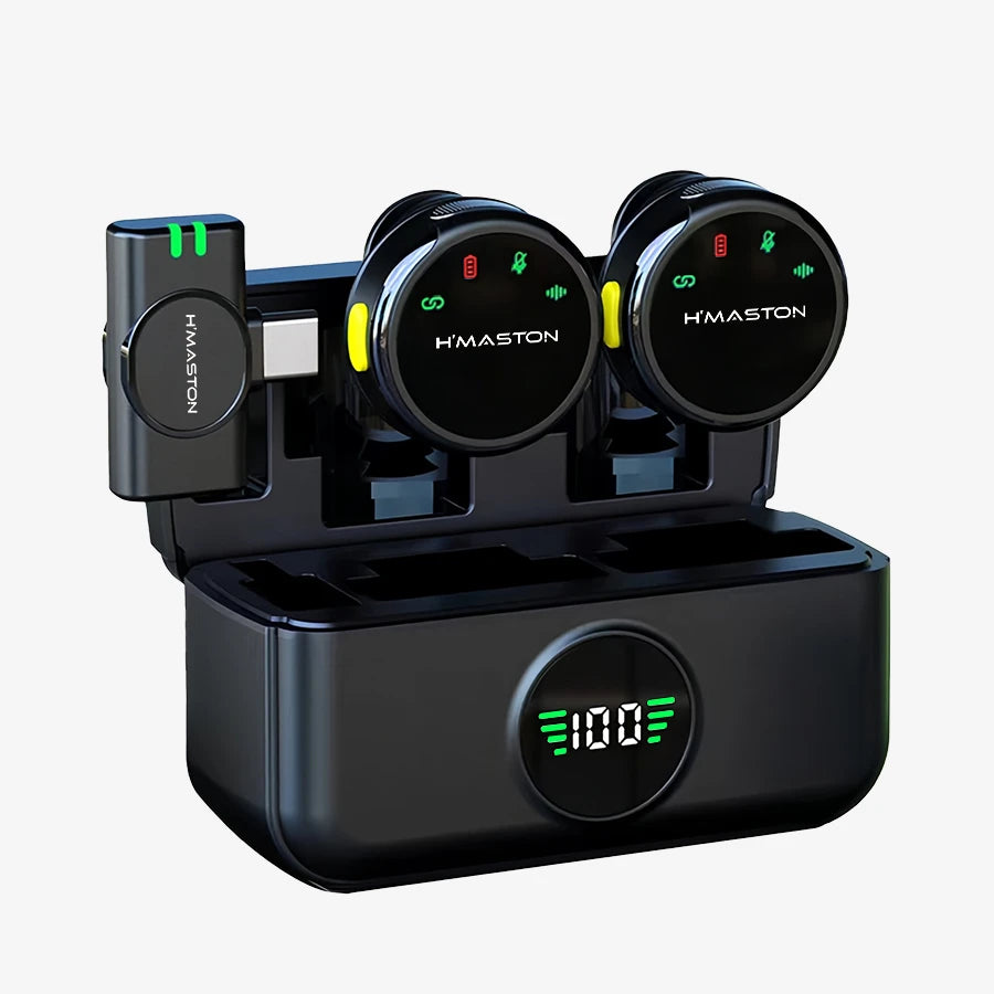 H'Maston MK18 / MK19 Microfone Lapela Sem Fio Anti Ruído Tipo-C