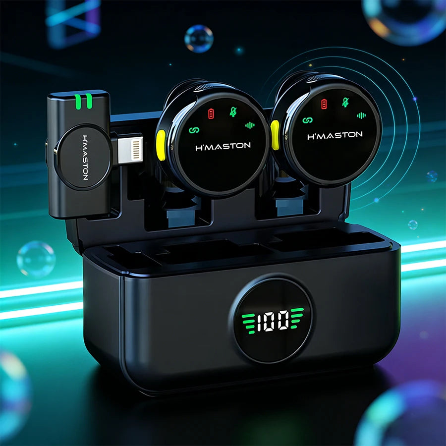 H'Maston MK18 / MK19 Microfone Lapela Sem Fio Anti Ruído Tipo-C