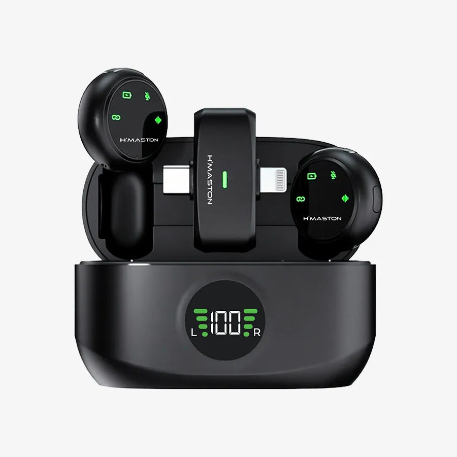 H'Maston MK23 Microfone Lapela Sem Fio com Redução de Ruído