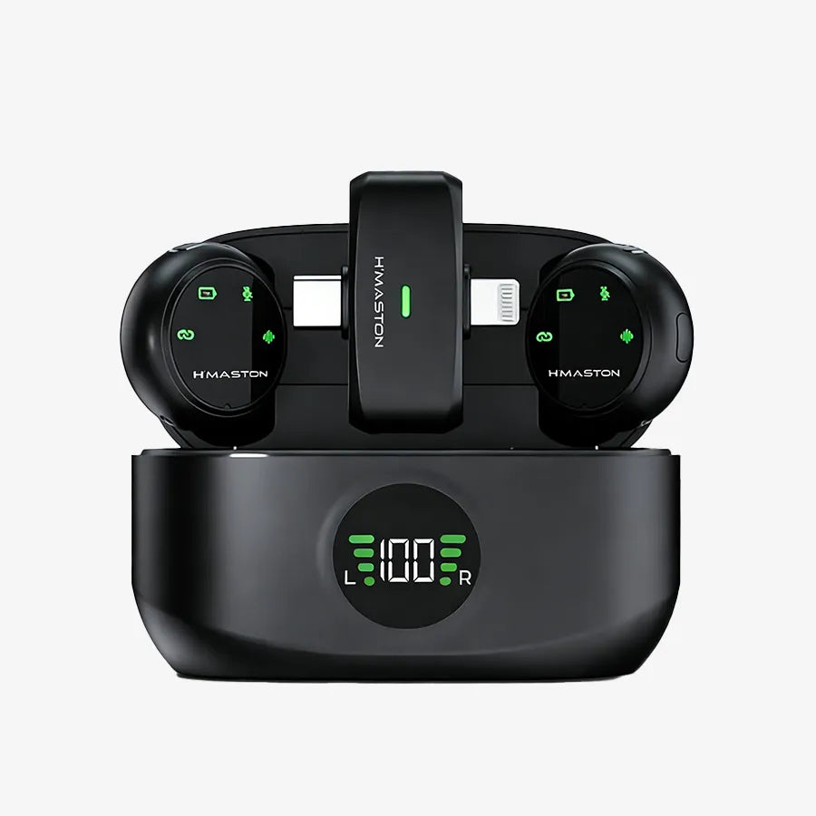H'Maston MK23 Microfone Lapela Sem Fio com Redução de Ruído