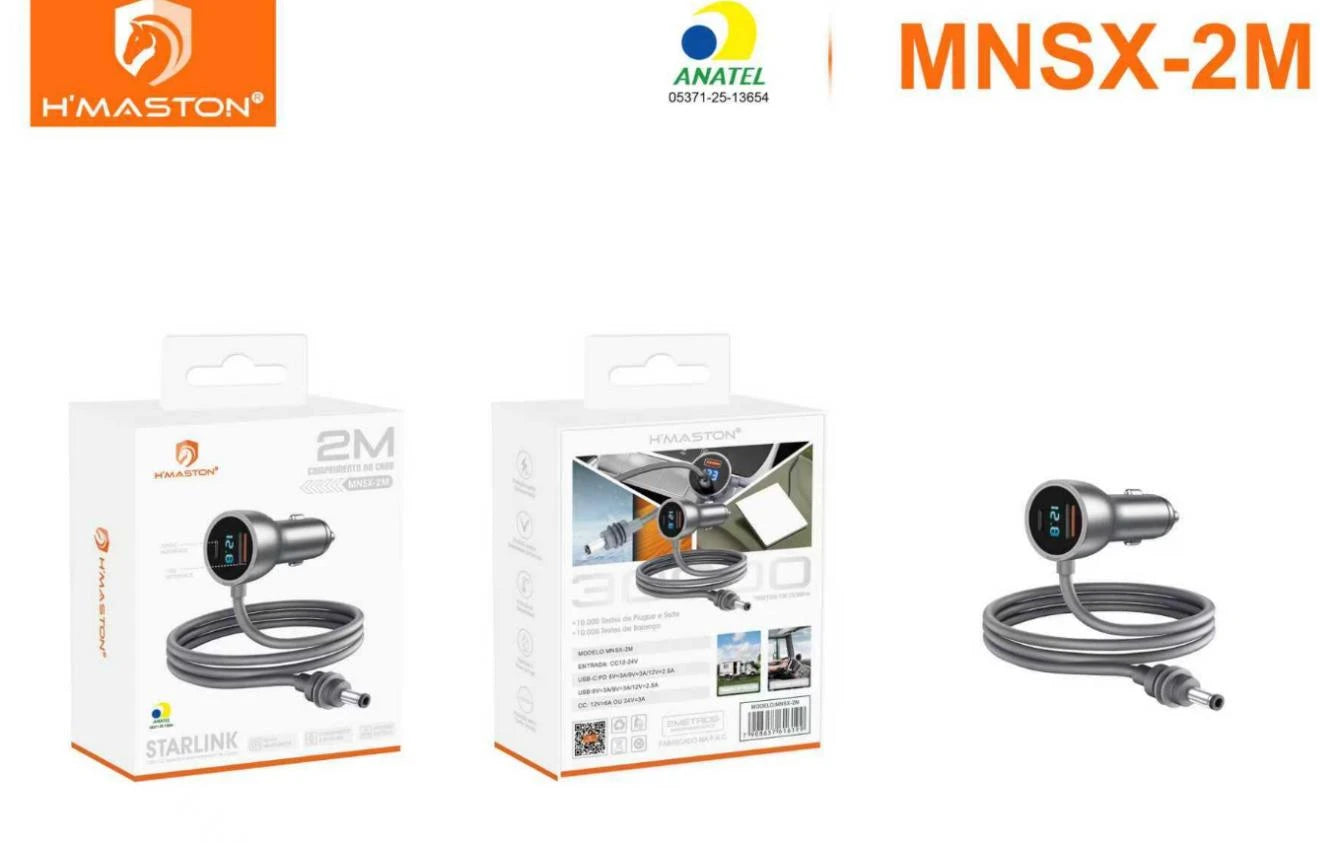 H'Maston MNSX MINI Carregador Veicular Multifuncional Digital Starlink