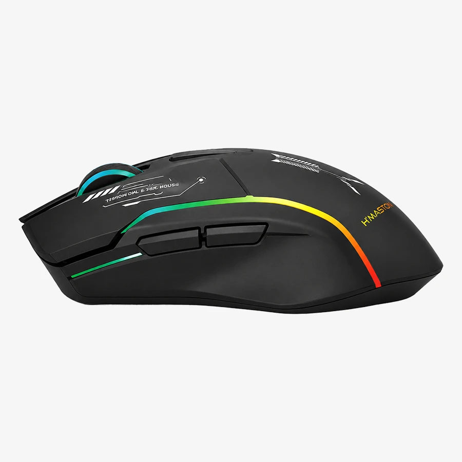 H'Maston MS17 - Mouse Gamer RGB Tri-Mode Ergonômico Preto