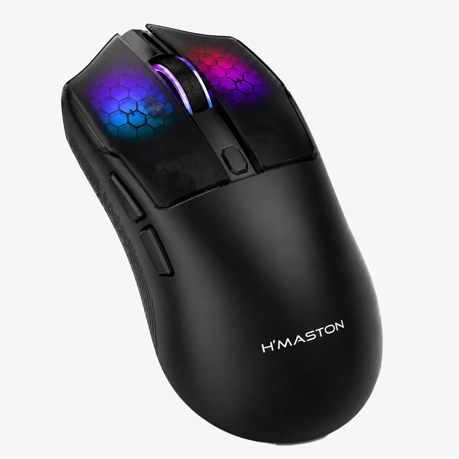 H'Maston MS18 - Mouse Gamer RGB Tri-Mode Preto para Alta Performance