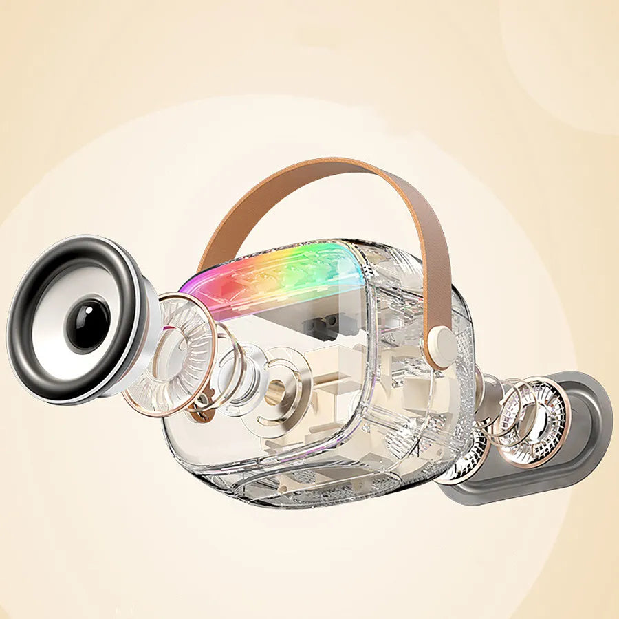 H'Maston MX03 Caixa de Som Bluetooth com Microfone Karaokê com LED