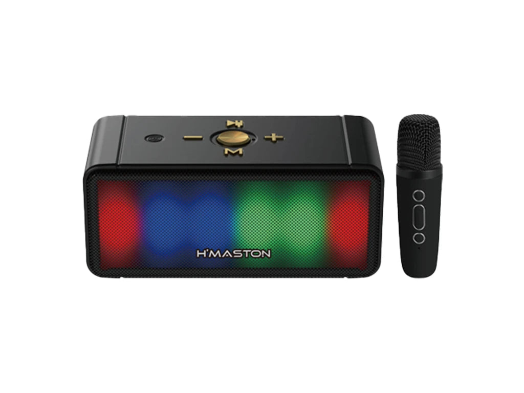 H'Maston MX06 Caixa de Som Bluetooth Portátil com Microfone e LED