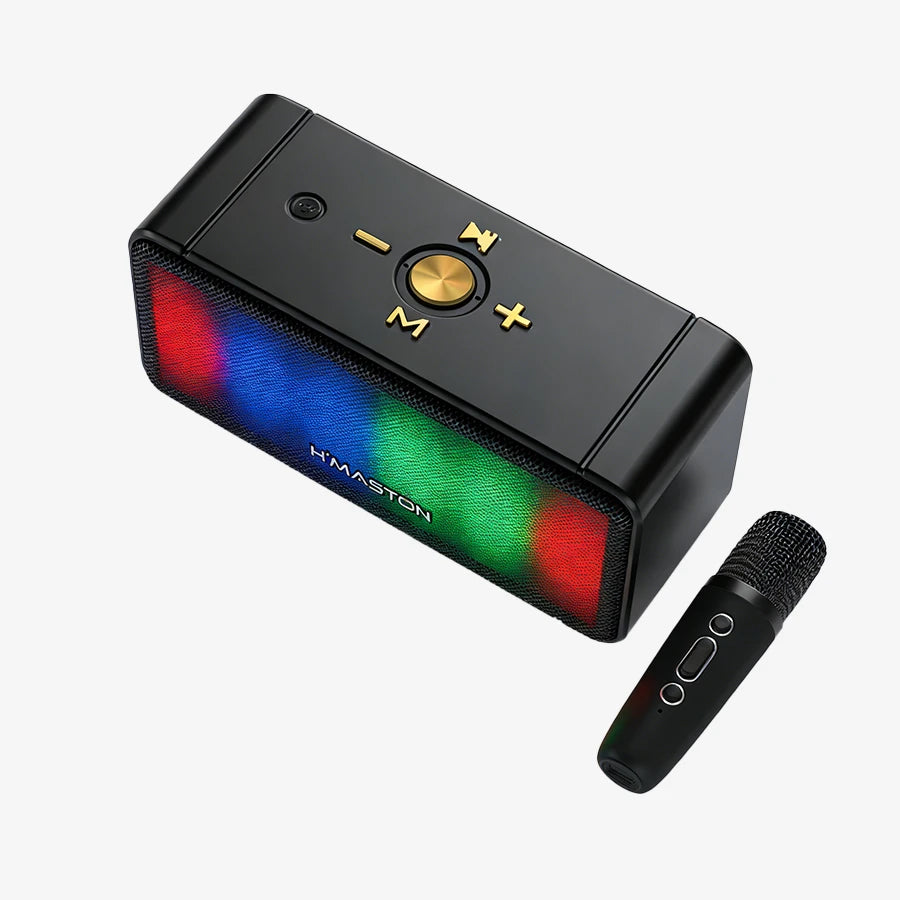 H'Maston MX06 Caixa de Som Bluetooth Portátil com Microfone e LED
