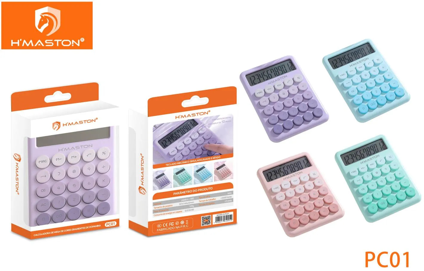H'Maston PC01 Calculadora Mesa, LCD Grande, 12 Dígitos