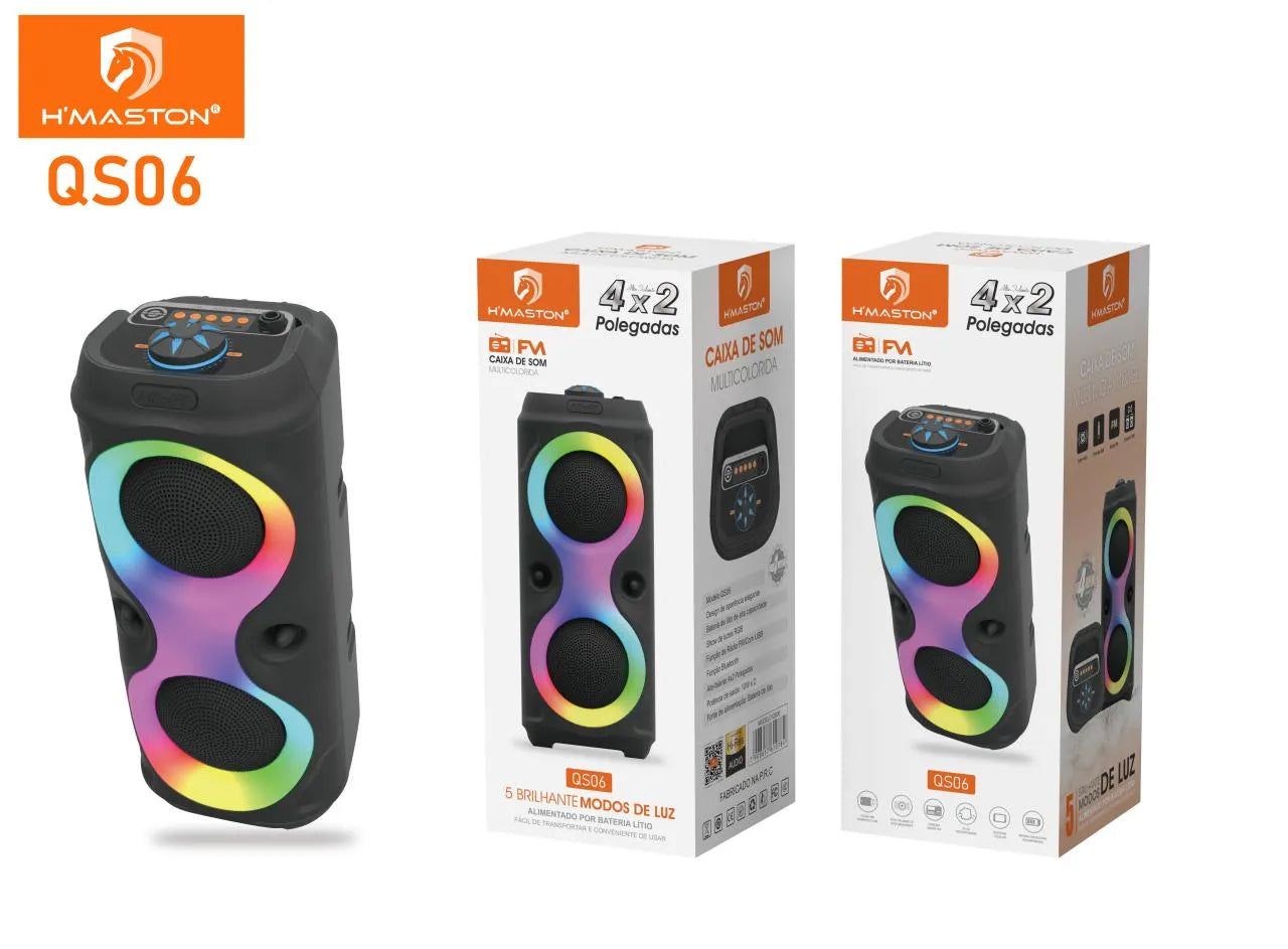 H'Maston QS06 Caixa de Som Bluetooth com LED RGB Potente