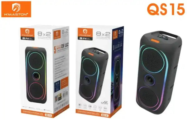 H'Maston QS15 Caixa de Som Bluetooth com Iluminação RGB