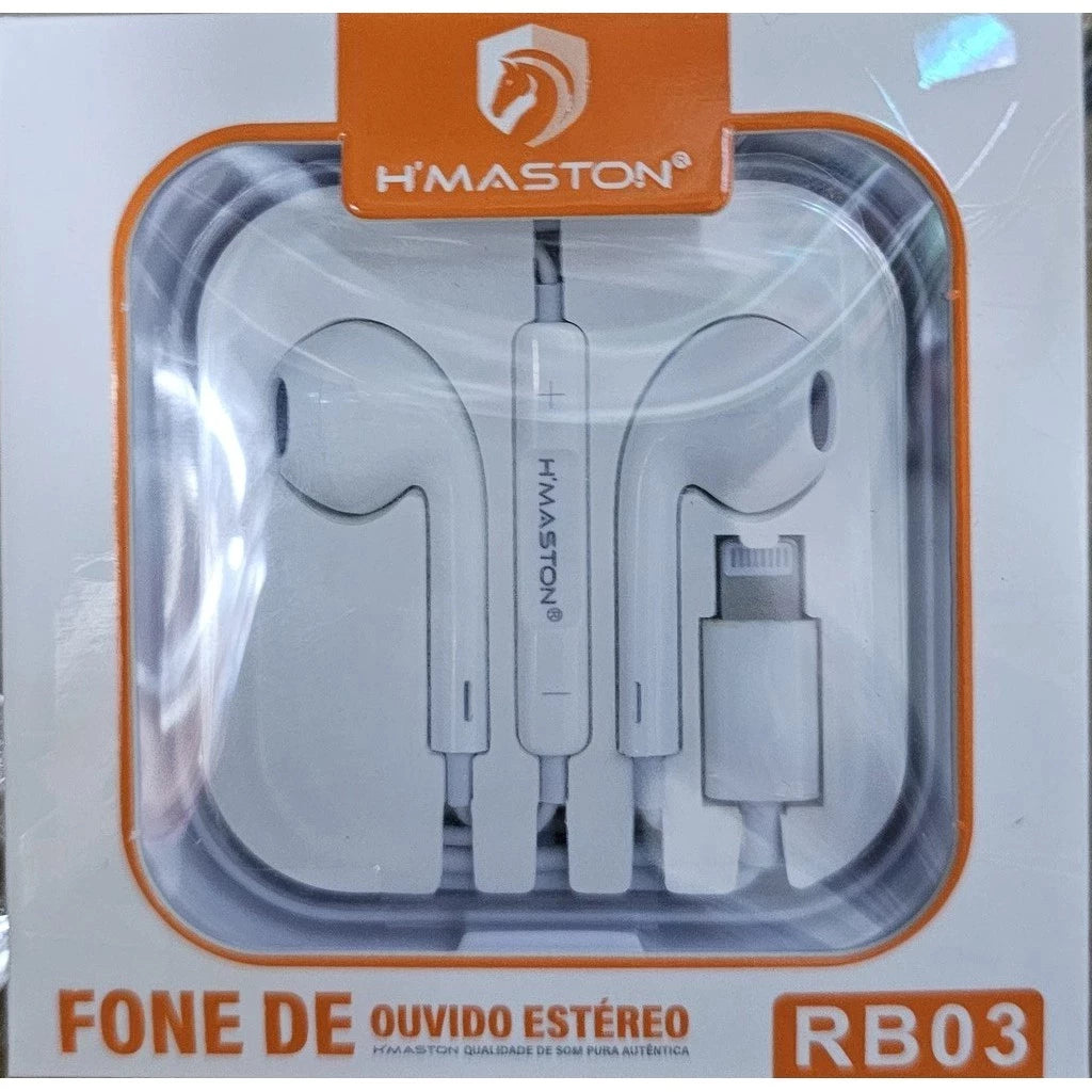 H'Maston RB02 Fone Estéreo C/ Mic iPhone Lightning
