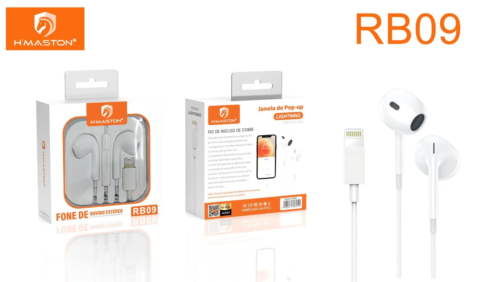 H'Maston RB09 Fone Tipo C: Áudio Premium e Isolamento Eficaz