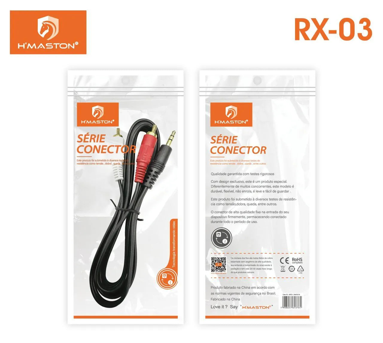 H'Maston RX03 Cabo de Áudio P2 para 2RCA 1,5M de Qualidade