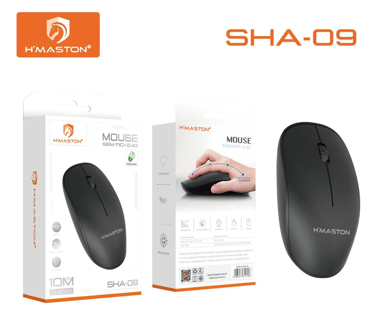 H'Maston SHA09 Mouse Sem Fio Ergonomico e Ultra-Fino