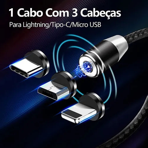 H'maston SJX01 Cabo Magnético 3 em 1 1m LED - Eleadermall