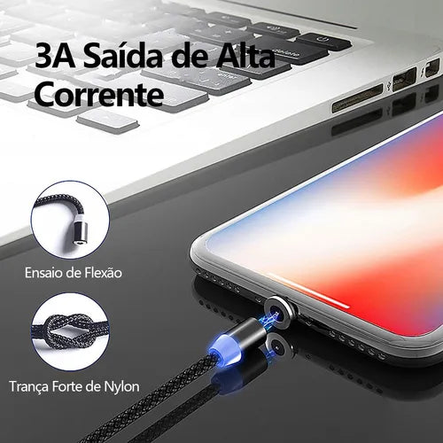 H'maston SJX01 Cabo Magnético 3 em 1 1m LED - Eleadermall