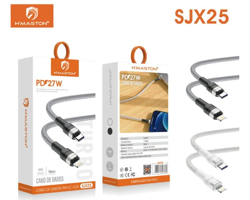 H'Maston SJX25 Cabo USB Tipo C para iOS - Carregamento Rápido 1m