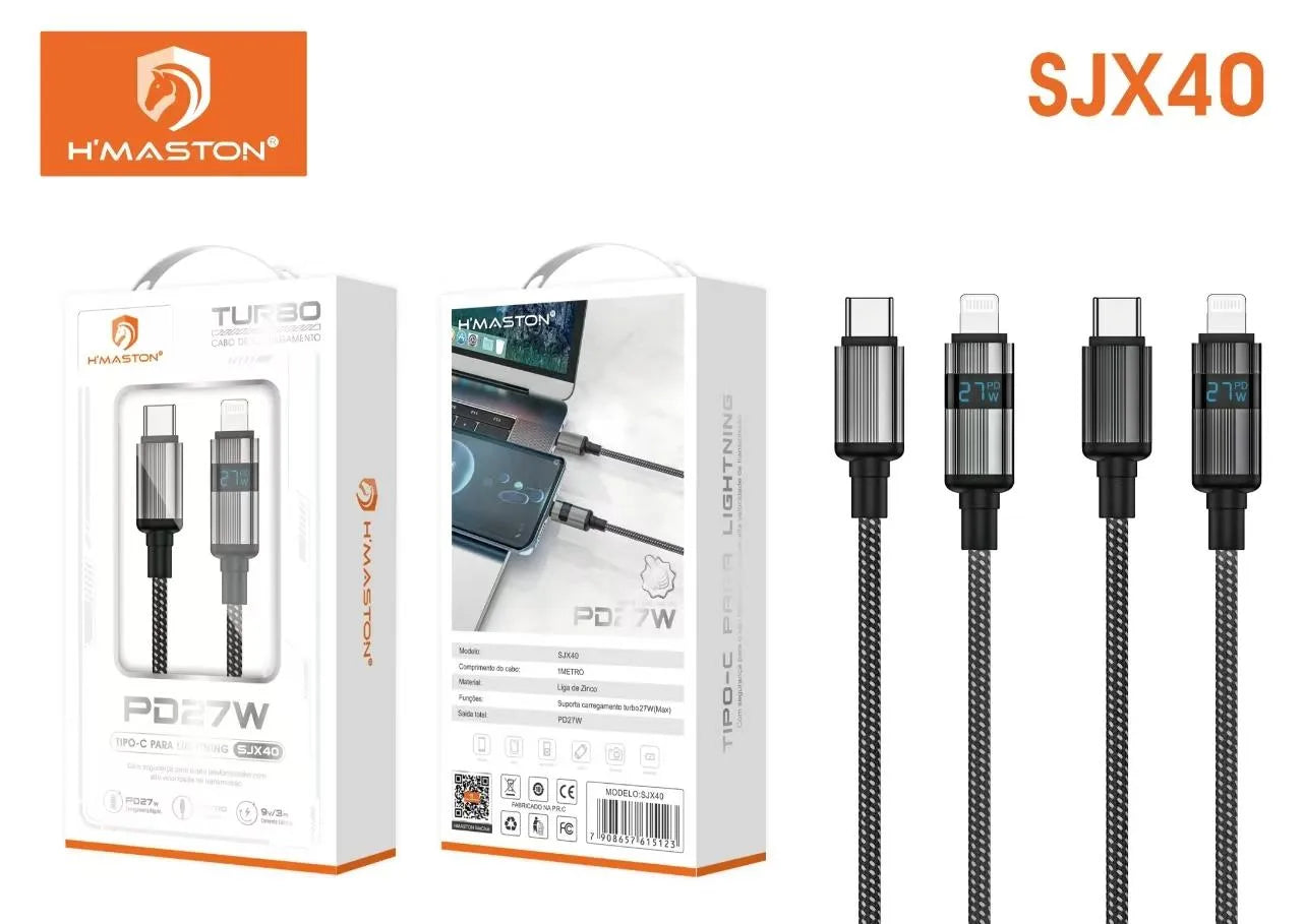 H'Maston SJX40 Cabo Type-C para Lightning 27W com Display Digital