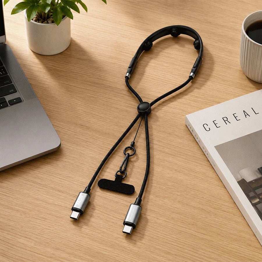 H'Maston SJX63 Cabo USB-C com Alça Anti-perda 65W