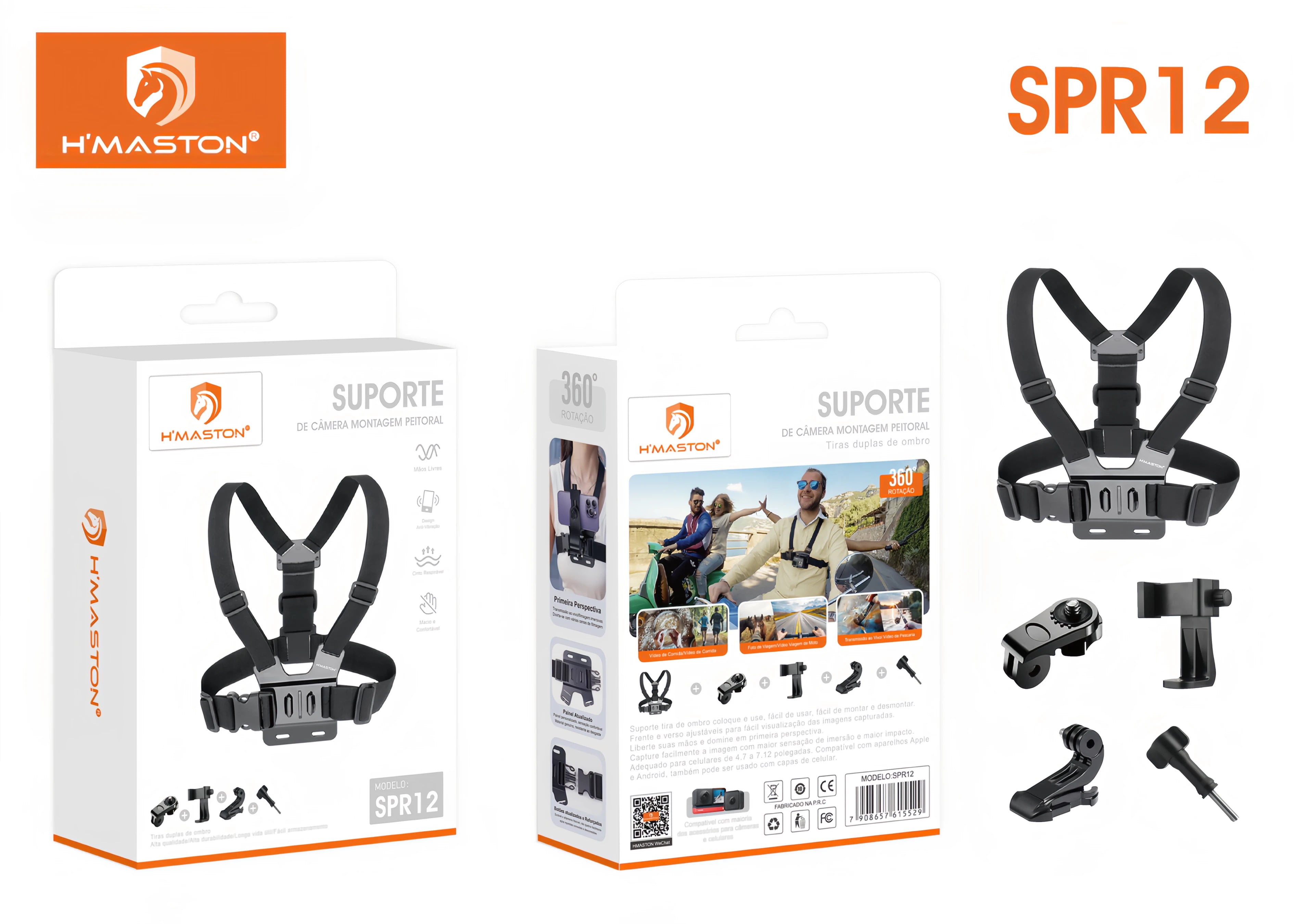H'Maston SPR12 Suporte Peitoral para Câmera e Celular