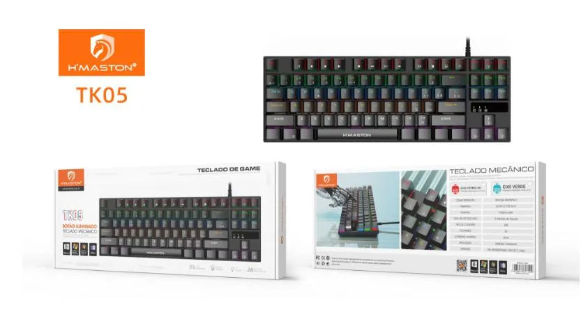 H'Maston TK05 Teclado Mecânico Tenkeyless com Luz RGB