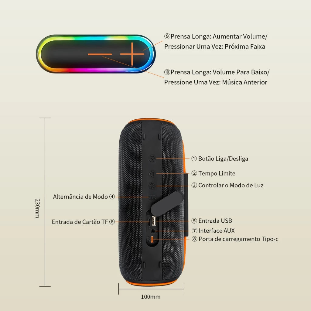 H'Maston TN15 Caixa de Som Bluetooth Portátil