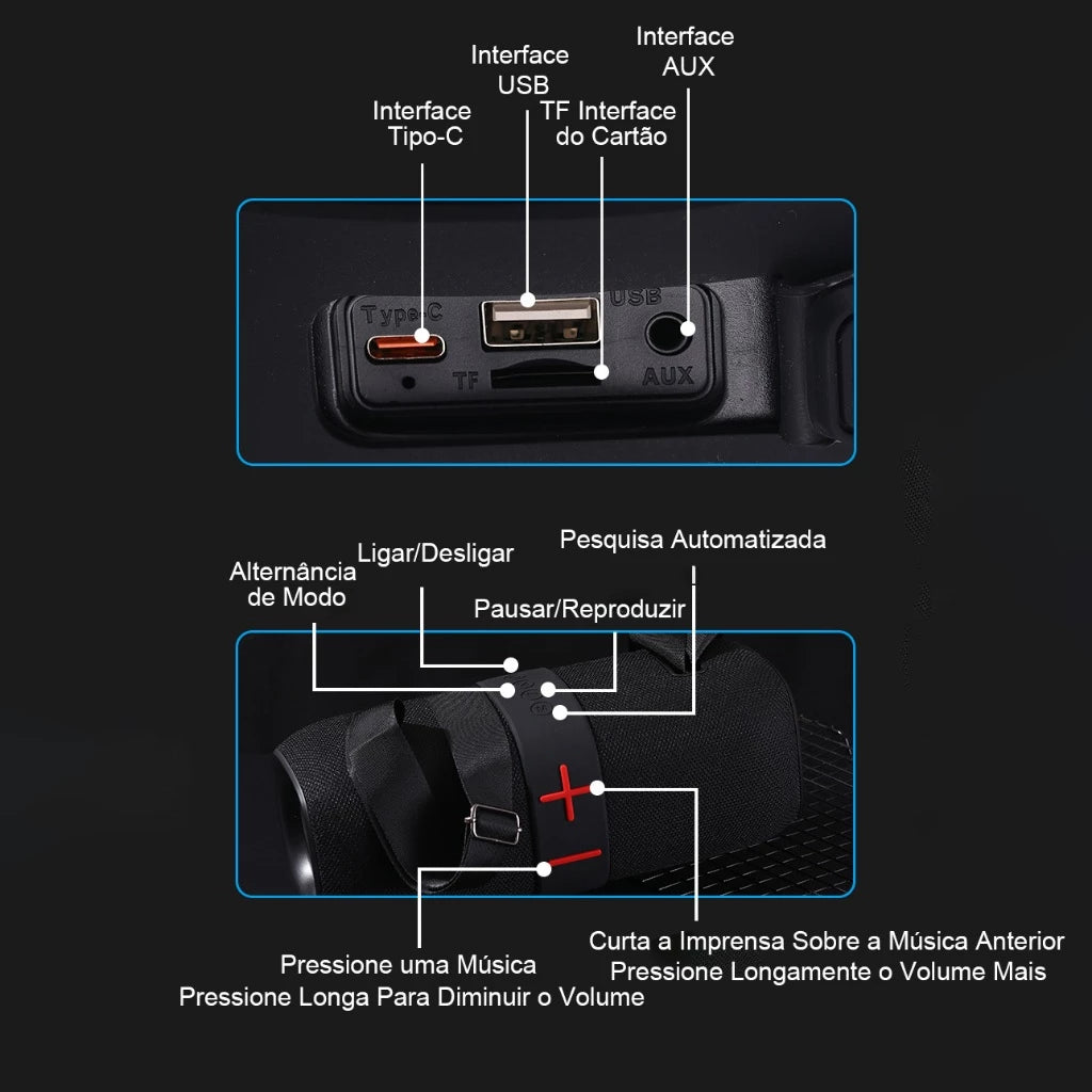 H'Maston TN24 Som Portátil Bluetooth com LED - Eleadermall
