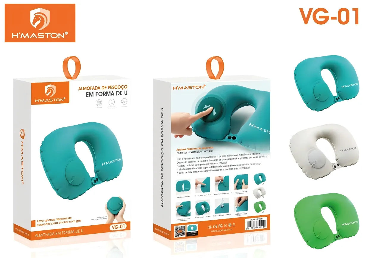 H'Maston VG01 Travesseiro Inflável U Cervical Leve e Portátil