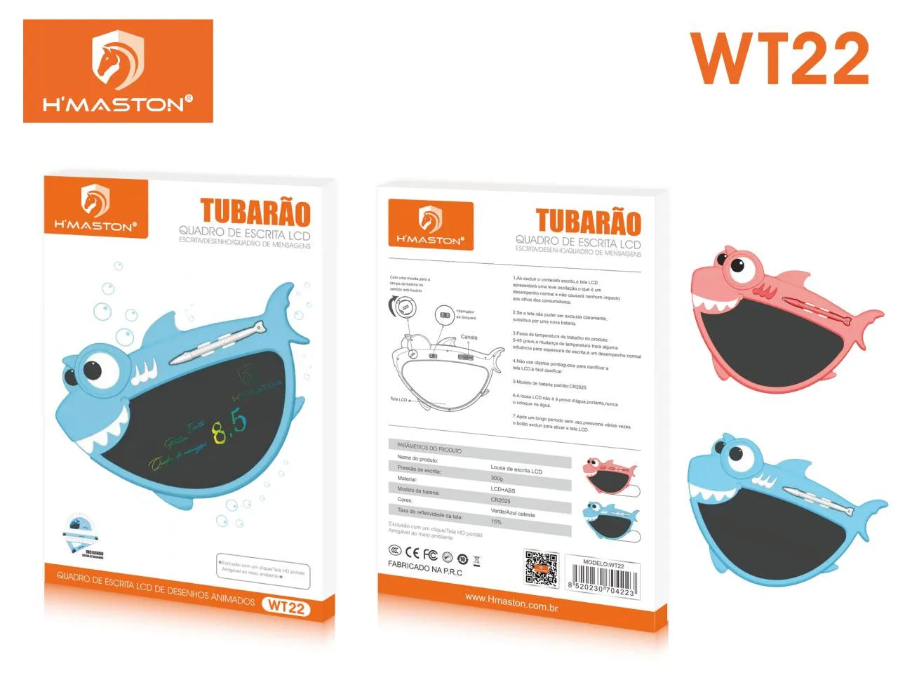 H'Maston WT22 Lousa Digital Tubarão Fofo para Crianças