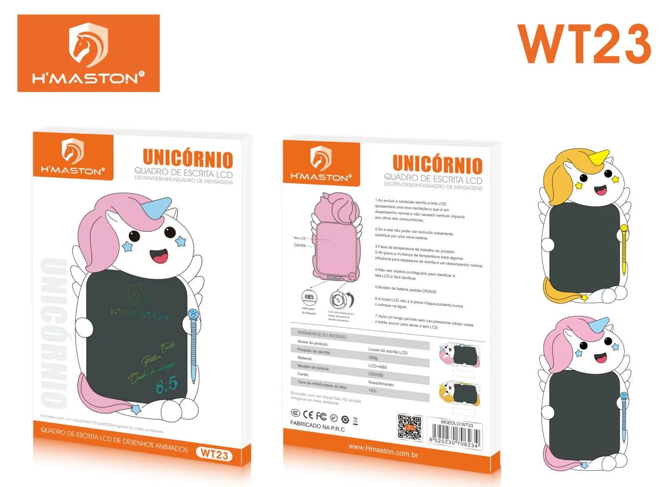 H'Maston WT23 Lousa Digital Unicórnio Encantado para Crianças