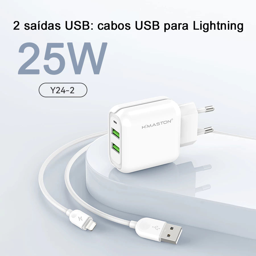 H'maston Y24 Carregador 25w Portátil 2 USB - Eleadermall
