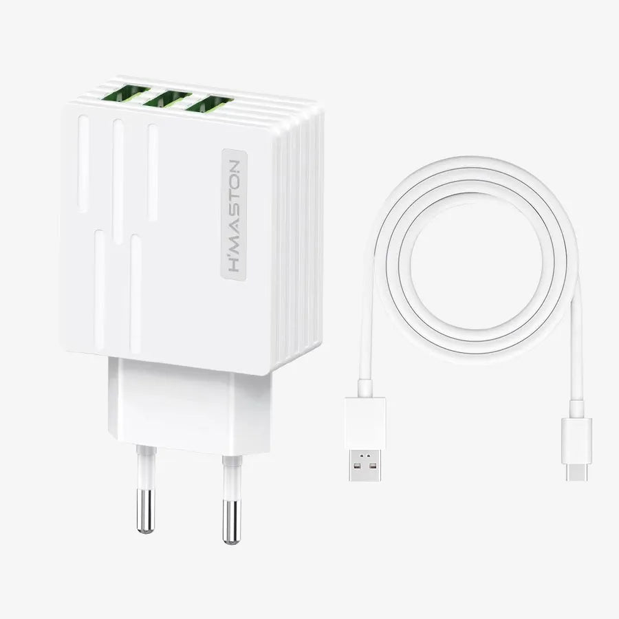 H'Maston Y42 Carregador 3 USB Turbo 5.1A V8/IOS - Eleadermall