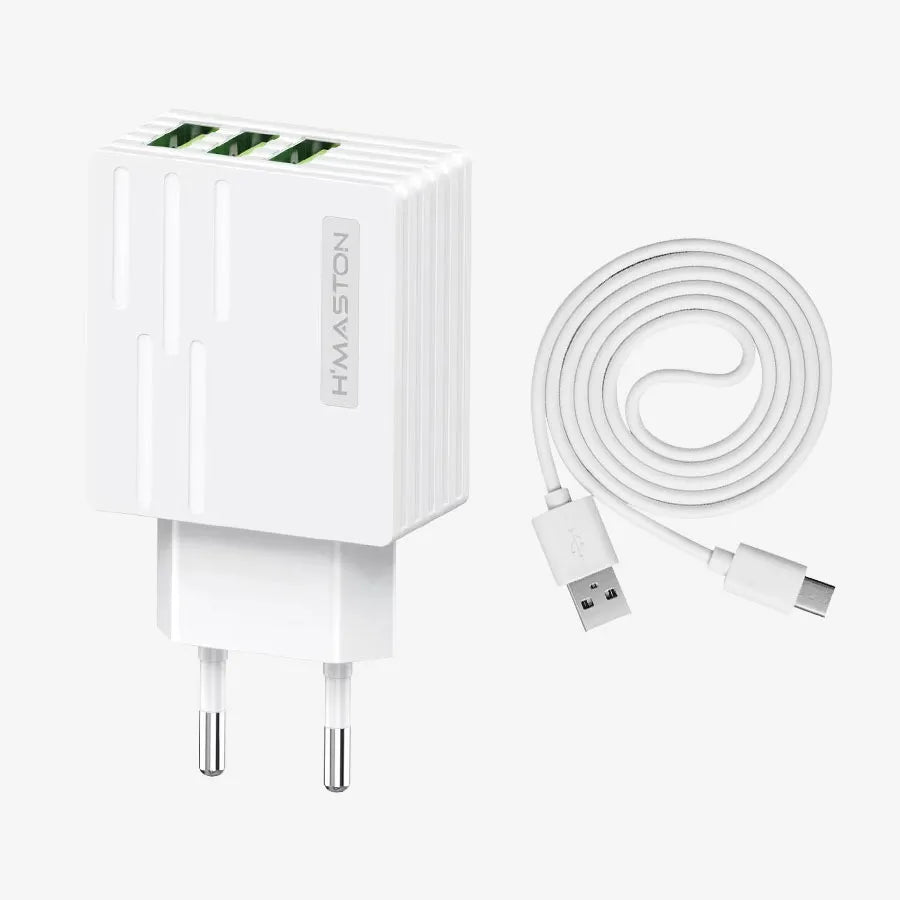 H'Maston Y42 Carregador 3 USB Turbo 5.1A V8/IOS - Eleadermall