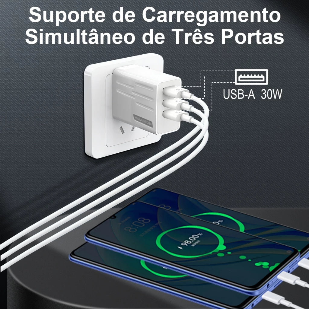 H'Maston Y42 Carregador 3 USB Turbo 5.1A V8/IOS - Eleadermall