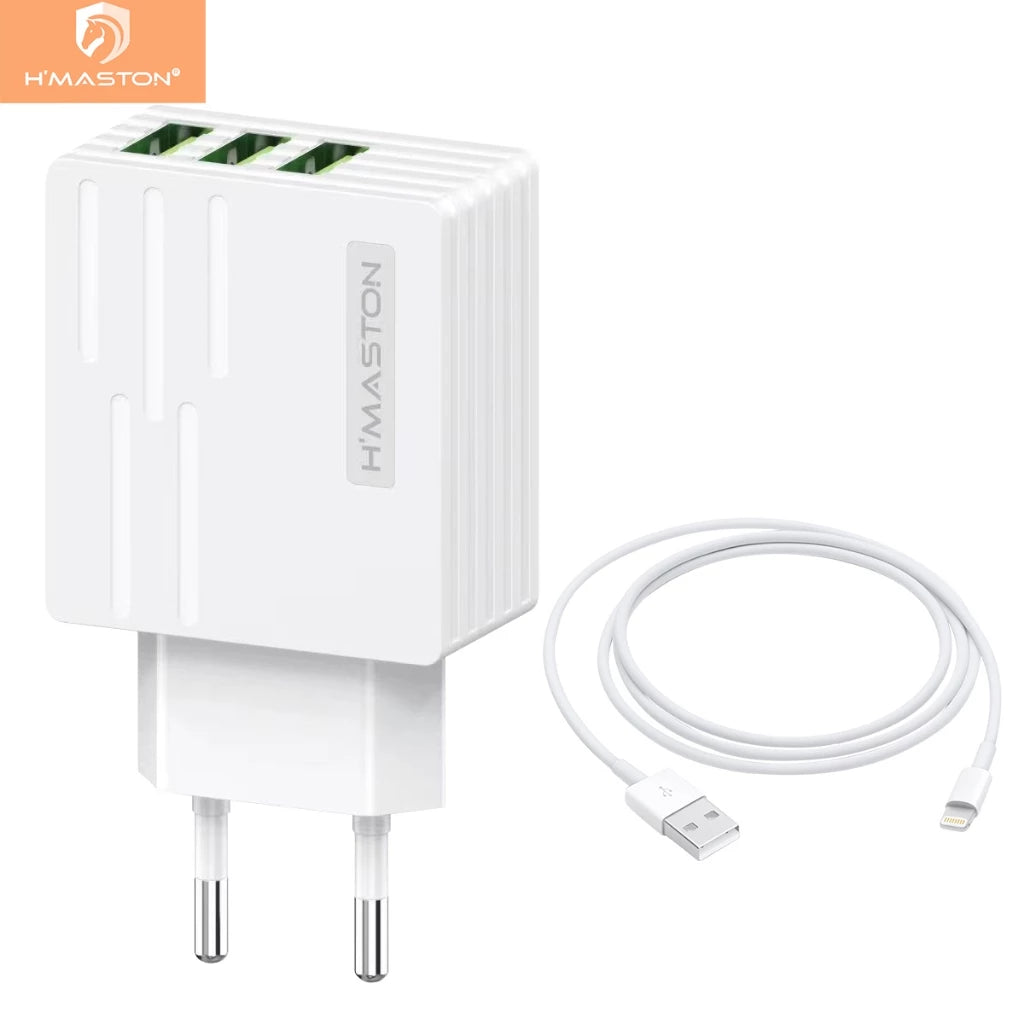 H'Maston Y42 Carregador 3 USB Turbo 5.1A V8/IOS - Eleadermall