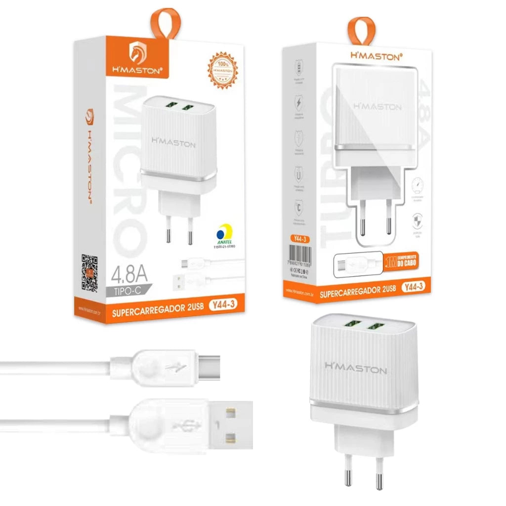 H'maston Y44 Carregador Turbo 4.8A 2 USB Original - Eleadermall