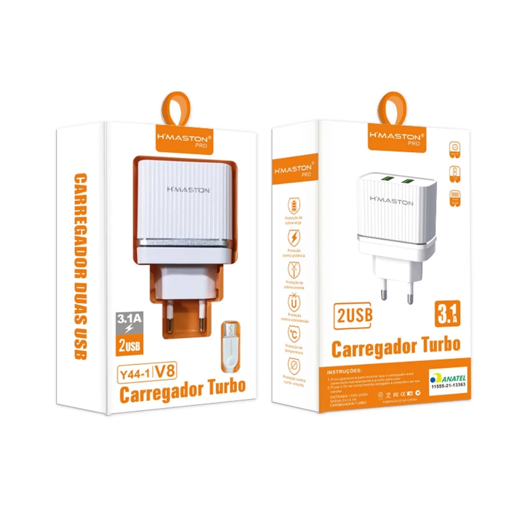 H'maston Y44 Carregador Turbo 4.8A 2 USB Original - Eleadermall