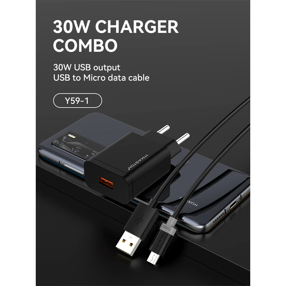 H'Maston Y59 Carregador Turbo 30W Super Rápido - Eleadermall