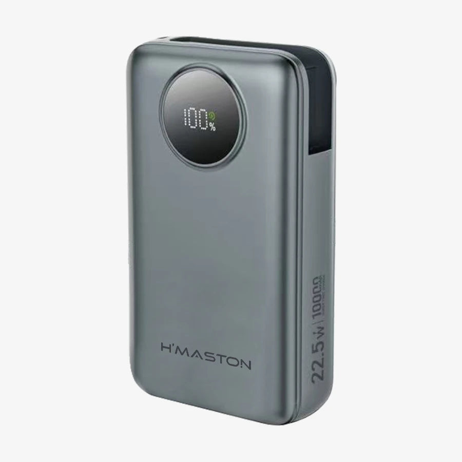 H'Maston Power Bank YD101 10000mAh - Carregamento Rápido 22.5W Grafite