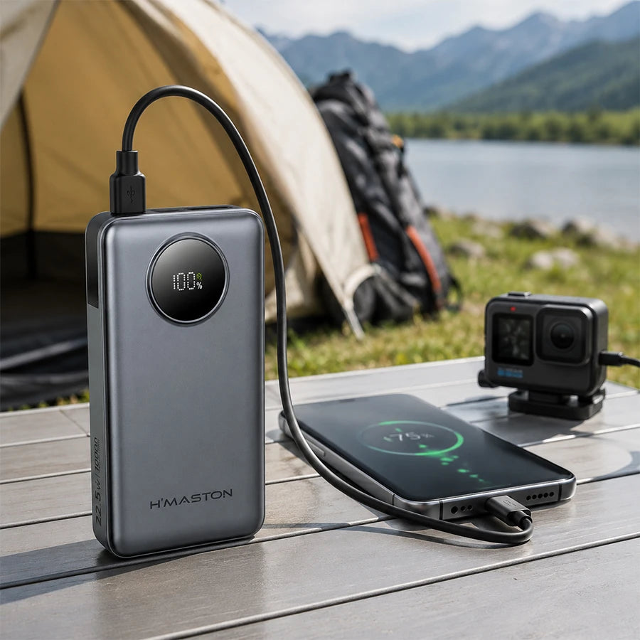 H'Maston Power Bank YD101 10000mAh - Carregamento Rápido 22.5W Grafite