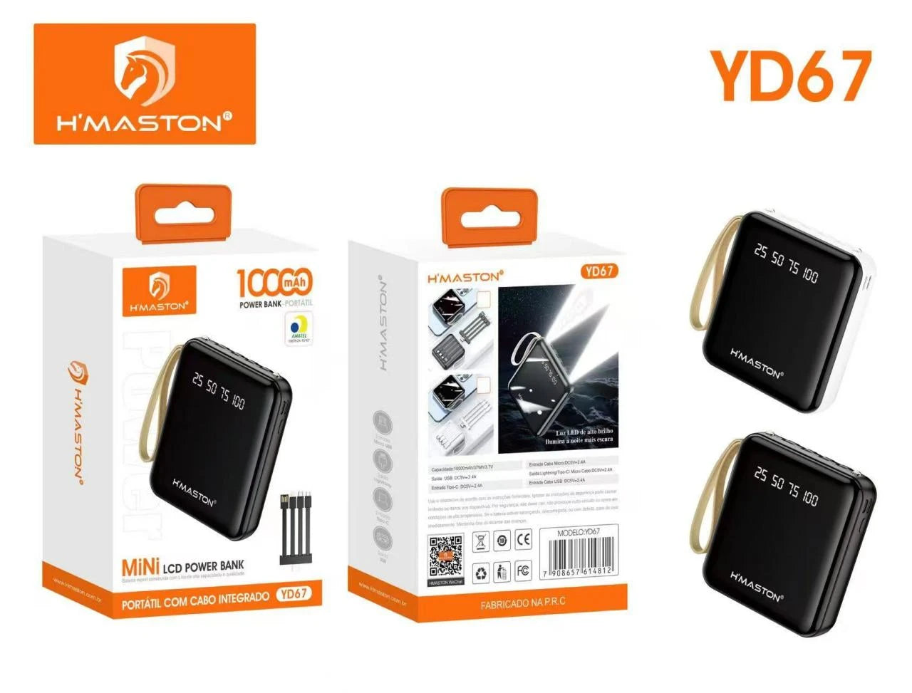 H'Maston YD67 Power Bank 10000mAh com 4 Cabos