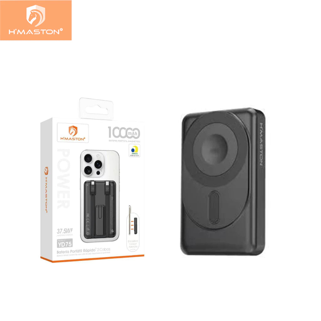 H'Maston YD75 Power Bank Magnético 10000mAh - Carregamento Rápido