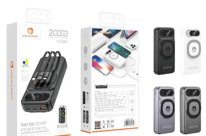 H'Maston YD81 Power Bank Magnético 20000mAh 22.5W Sem Fio