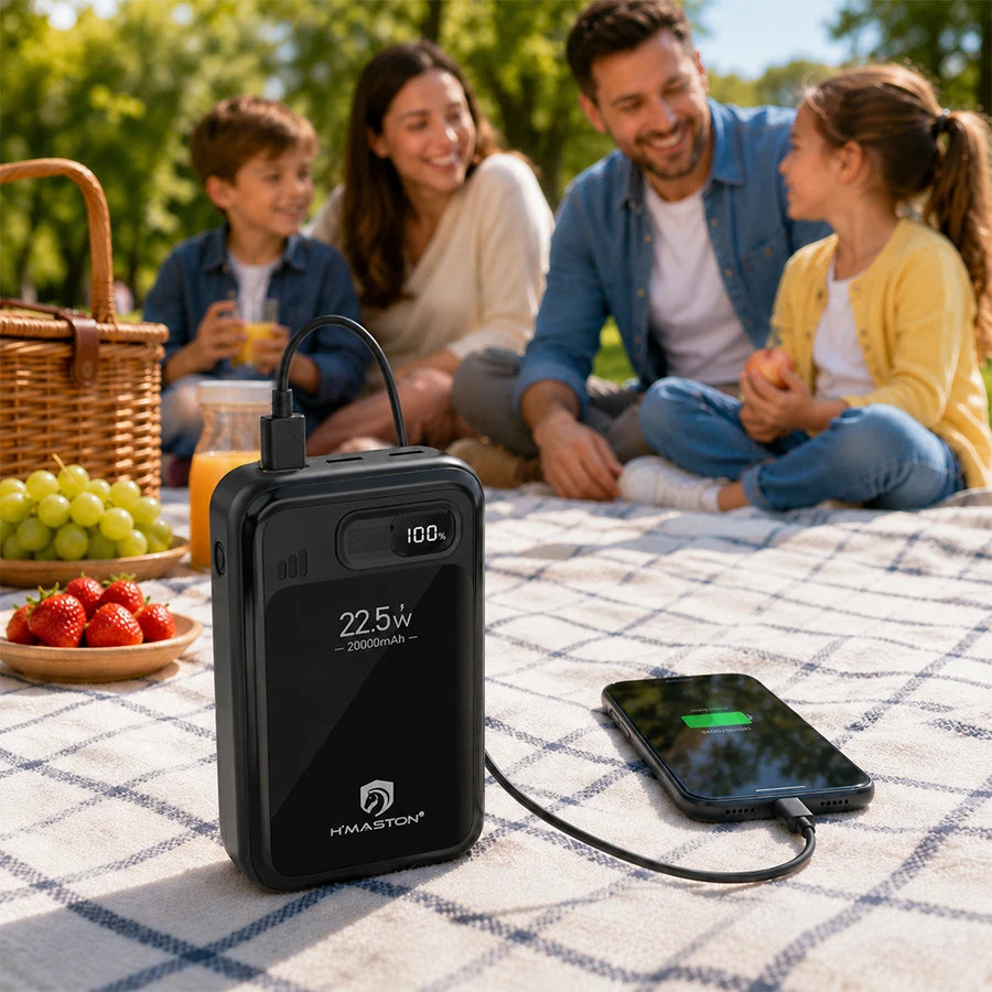 H'Maston YD91 - Power Bank 20000mAh 22.5W com Carregamento Rápido Bidirecional USB-C