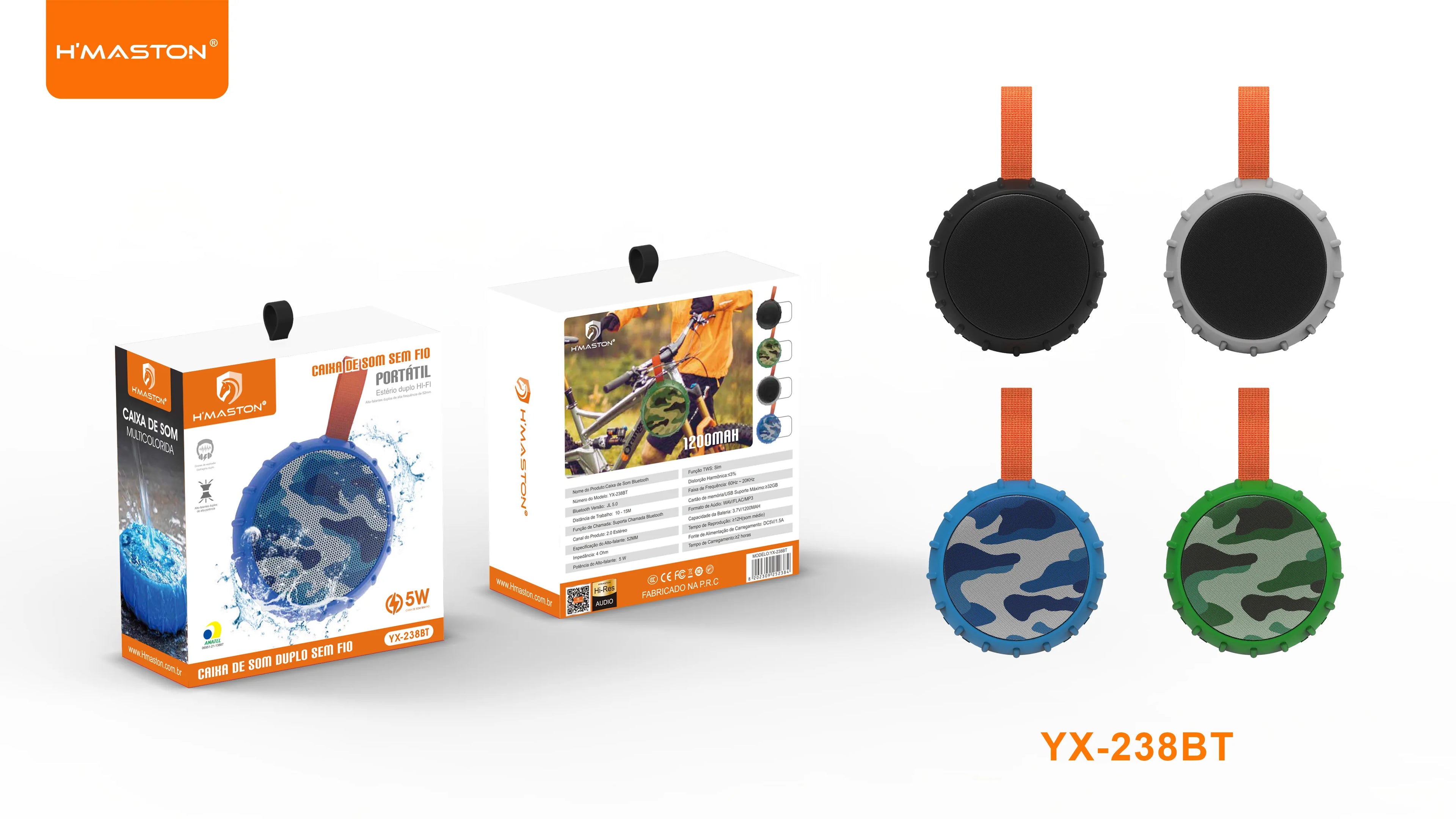 H'Maston YX238BT Caixa de Som Bluetooth Portátil à Prova D'Água