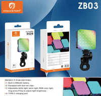 H'Maston ZB03 Luz LED RGB Portátil para Fotografia e Vídeo