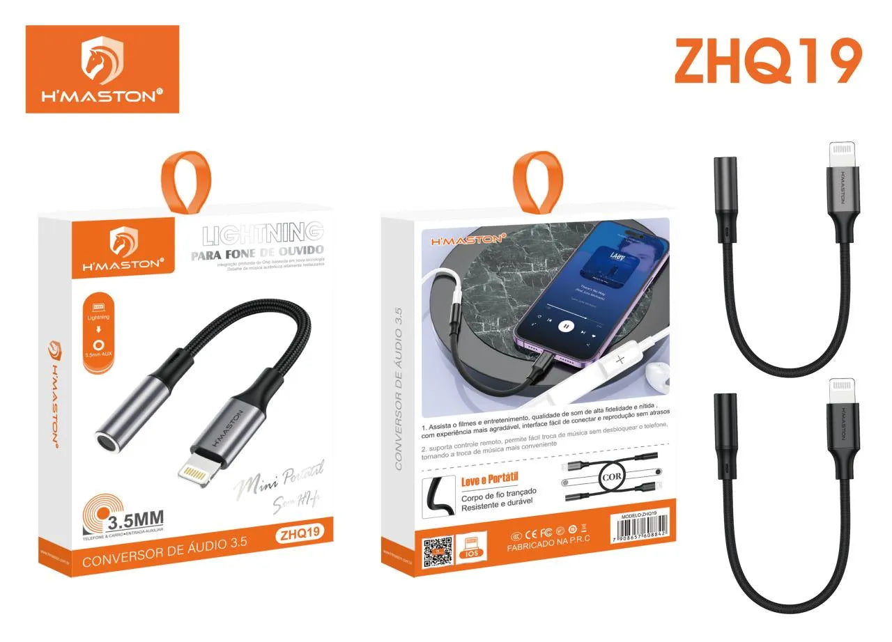 H'Maston ZHQ19 Adaptador Lightning para Fone P2 3.5mm