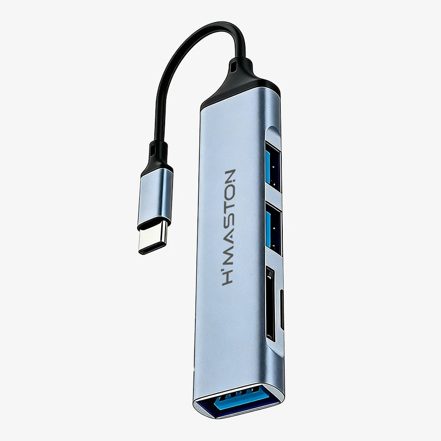 H'Maston ZHQ23 Hub USB Tipo-C 5 Portas 3.0 4K Carregamento Rápido