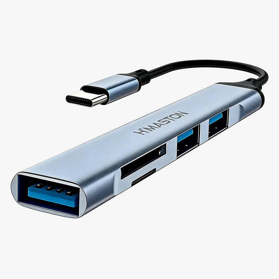 H'Maston ZHQ23 Hub USB Tipo-C 5 Portas 3.0 4K Carregamento Rápido