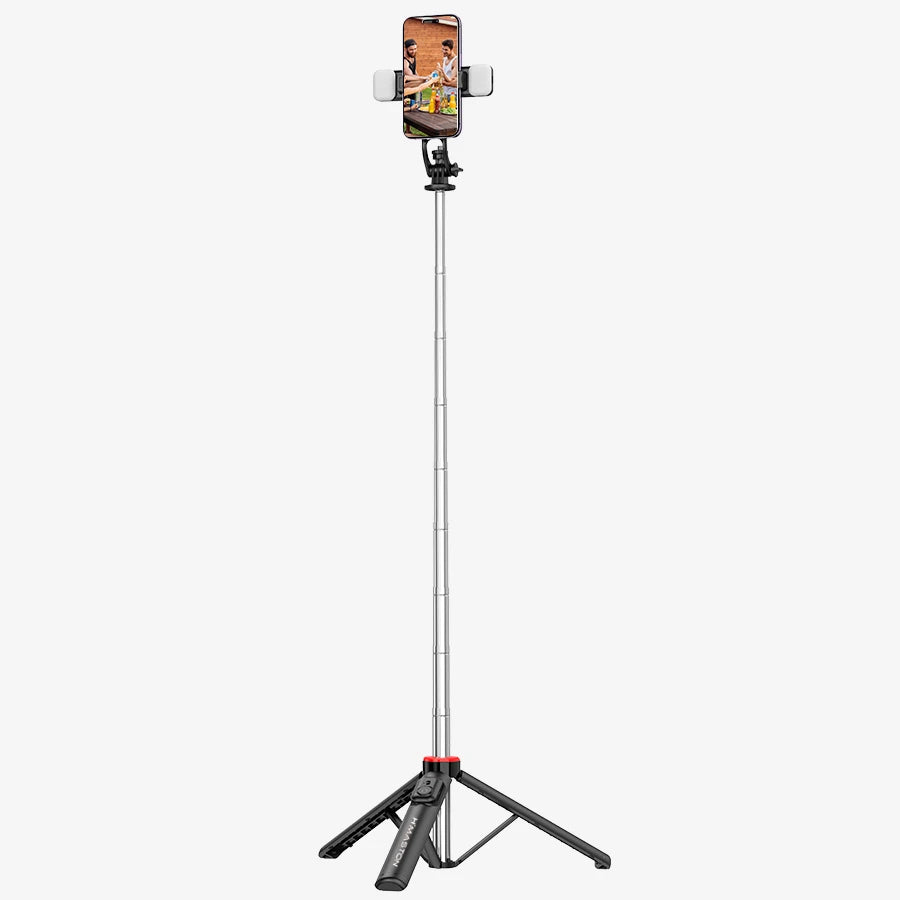 H'Maston ZP15 Bastão de Selfie Bluetooth 1.35M com Tripé e LED