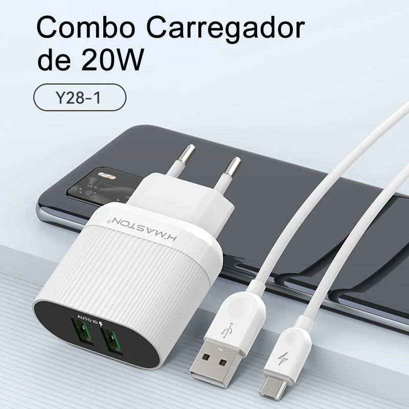 H'maston Y28 Carregador Turbo USB Duplo Seguro com 4 Modelos - Eleadermall